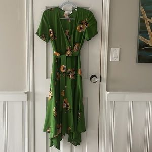 Green Floral Cora Wrap Dress
